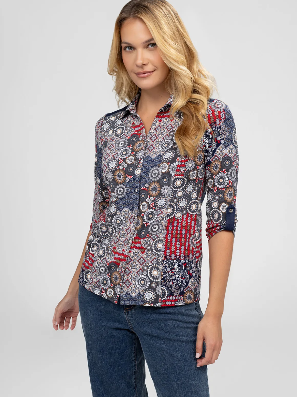 Blouse à manches 3/4 avec boutons