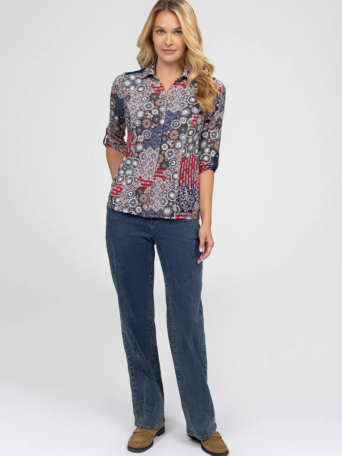 Blouse à manches 3/4 avec boutons