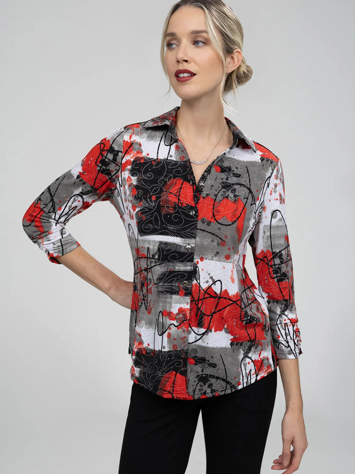 Blouse à manches 3/4 avec boutons