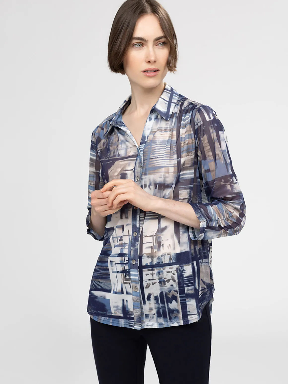 Blouse à manches 3/4 avec boutons