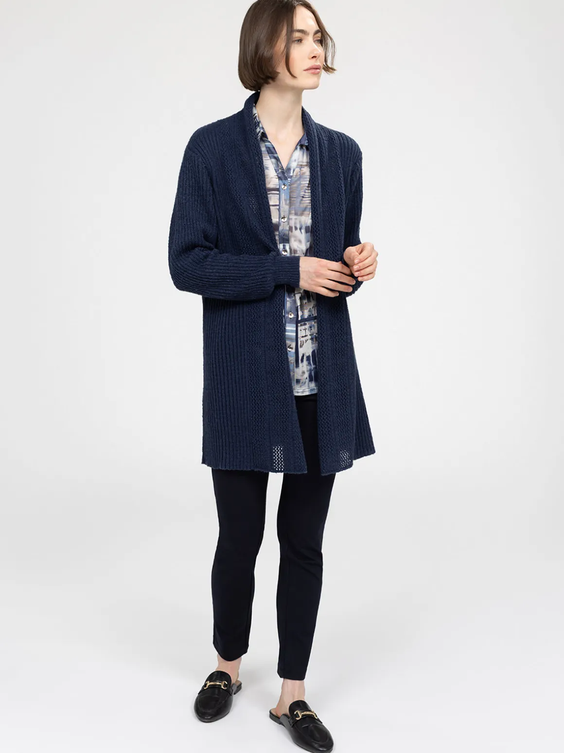 Cardigan en tricot ouvert à manches longues