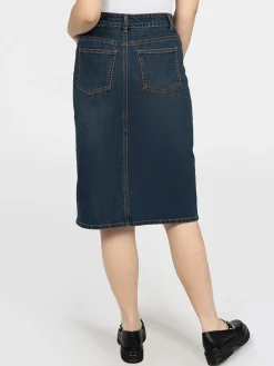 Jupe midi droite en denim