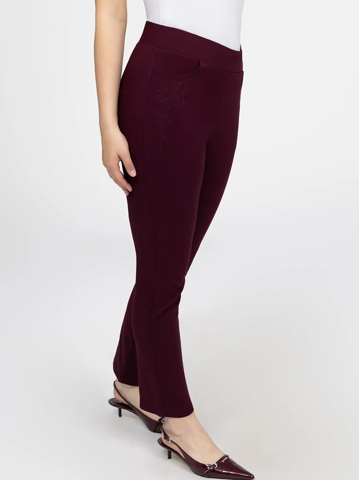 Pantalon droit semi-ajusté à enfiler - Petite