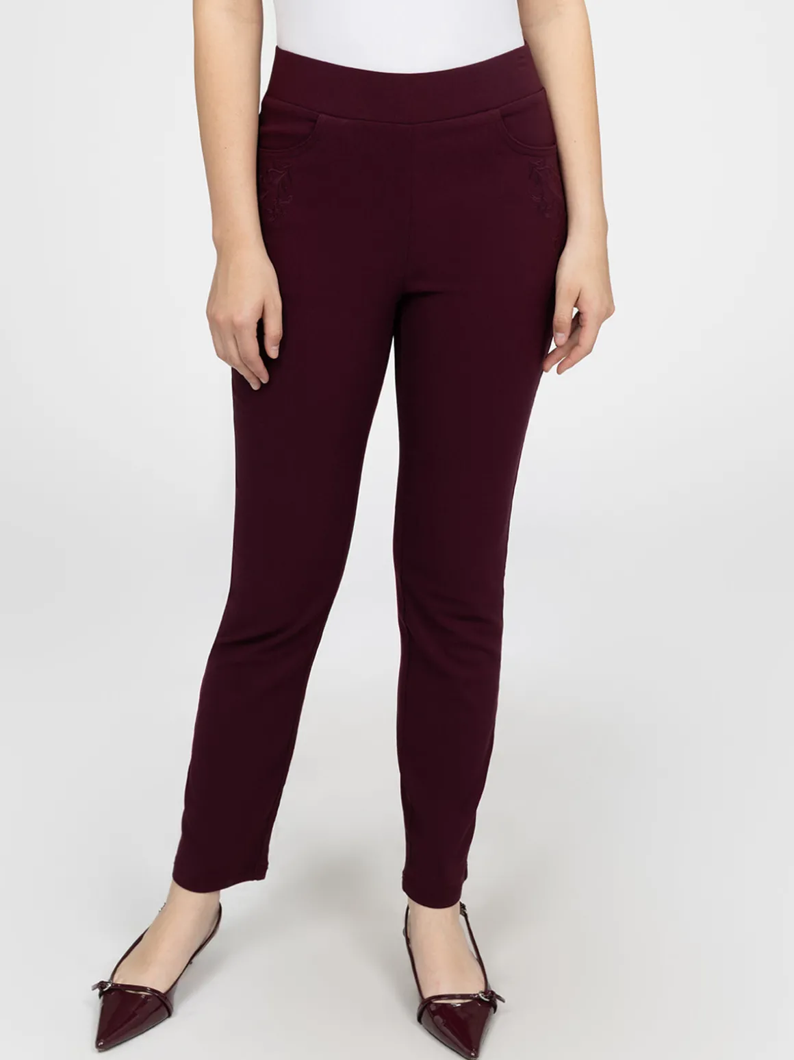 Pantalon droit semi-ajusté à enfiler - Petite